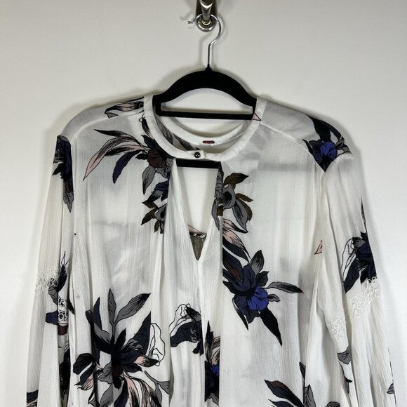 Free People Top Womens Large Tree Swing Tunic Blouse Floral‎ Boho Hippie Flowy - Picture 2 of 10
